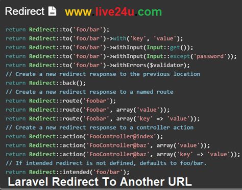 And you could find these. Laravel Redirect To Another URL / Web Page - HTTP Laravel ...