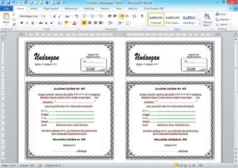 Contoh undangan maulid microsoft word koleksi undangan, desain undangan contoh, undangan, unik Contoh Undangan Tahlil File Microsoft Word - Oppo