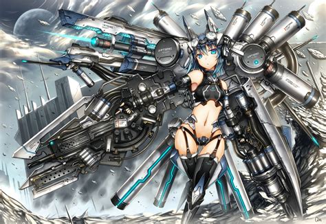 The following is a list of mecha anime. blue eyes blue hair gia gun headphones mechagirl navel ...