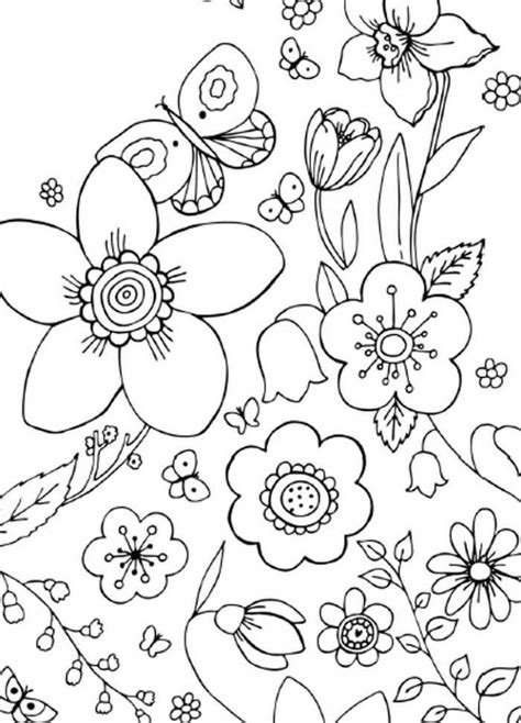 Kids like coloring flowers and so do adults. Flower Coloring Pages For Adults Printable | Spring ...