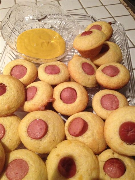 All hail the jiffy cornbread mix—it's not just for cornbread. Corn dog minis! Jiffy cornbread mix in mini cupcake tins ...