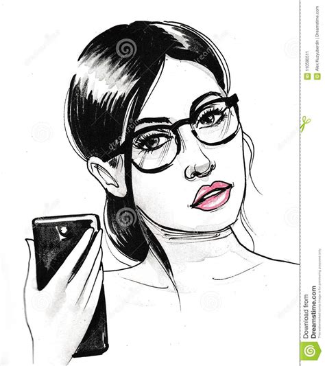 Pretty woman taking selfie stock illustration. Illustration of selfie - 110590511
