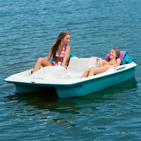 It also has an integrated motor mount, which makes it easy to convert it into an electric pedal boat. Sun Dolphin Aqua Sun Slider Paddle Boat - Paddle Boats at ...