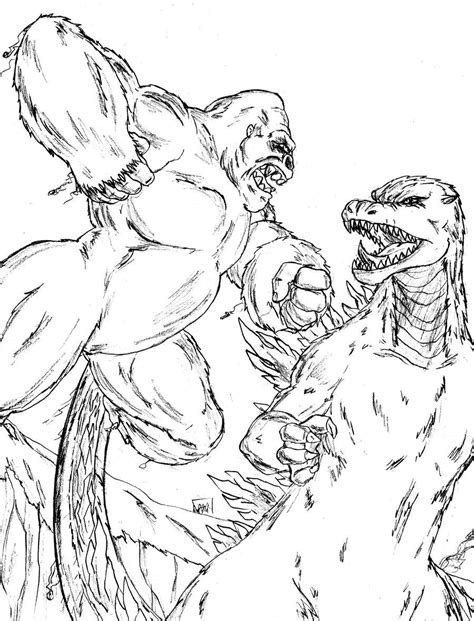 Download or print this amazing coloring page. King Kong vs Godzilla by Amrock.deviantart.com on ...