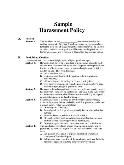We are deeply troubled by what we have seen during our tenure on the commission. 2020 Harassment Policy Template - Fillable, Printable PDF & Forms | Handypdf