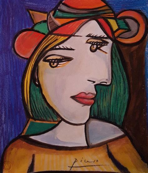 Picasso, portrait of gertrude stein. Pablo Picasso Painting, Signed art Original, cubist found ...