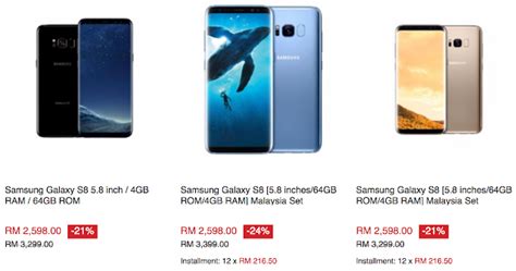 Samsung galaxy s8 price is between myr2,277 to myr2,774 in malaysia samsung galaxy s8 best price is $610(usd) release date feb 2019 with 5.8 inches super amoled qhd display, android 8.1, 12mp rear & 8mp front cameras, snapdragon 835 (14nm) chipset, 4gb ram 64gb rom. Samsung Galaxy S8 & S8+ Malaysia Set Price: RM2598 ...