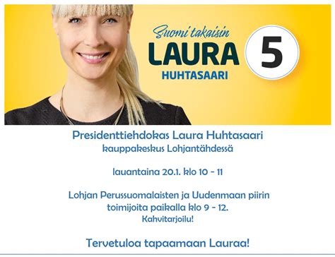 Jun 21, 2021 · puheenjohtajaksi ovat vahvoilla ainakin puolueen varapuheenjohtaja ja yksi sen pääideologeista, kansanedustaja riikka purra sekä eduskuntaryhmän puheenjohtaja ville tavio. Laura Huhtasaari Lohjalla! - Lohjan Seudun Perussuomalaiset ry