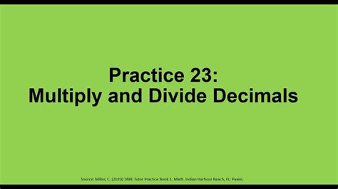 When you multiply decimal numbers, it's helpful to set up the problem in a way that makes it. Practice 23: Multiply and Divide Decimals - YouTube