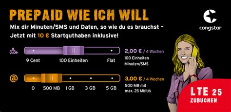 10,00 € 162 congstar prepaid allnet m preis: congstar - Prepaid wie ich will - NEU: LTE Option ...