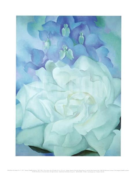 She painted white rose with larkspur no. 'White Rose with Larkspur' Art Print - Georgia O'Keeffe ...