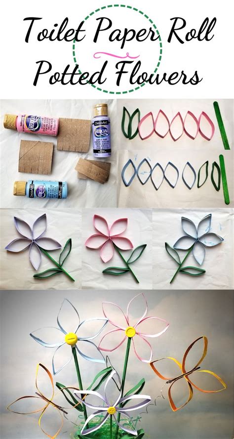 (pin from your own blog only please.). Toilet Paper Roll Potted Flowers | Toilet paper crafts ...