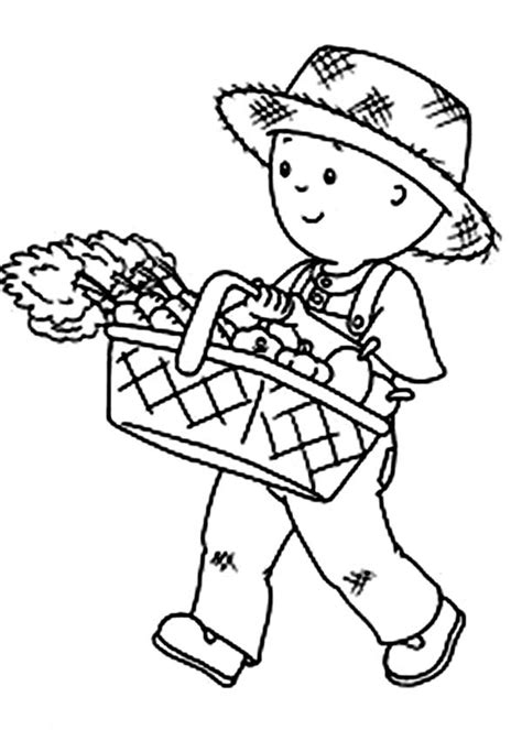 Well folks, i am one page view away from 1000! Caillou Harvest Carrot Coloring Page : Coloring Sun ...