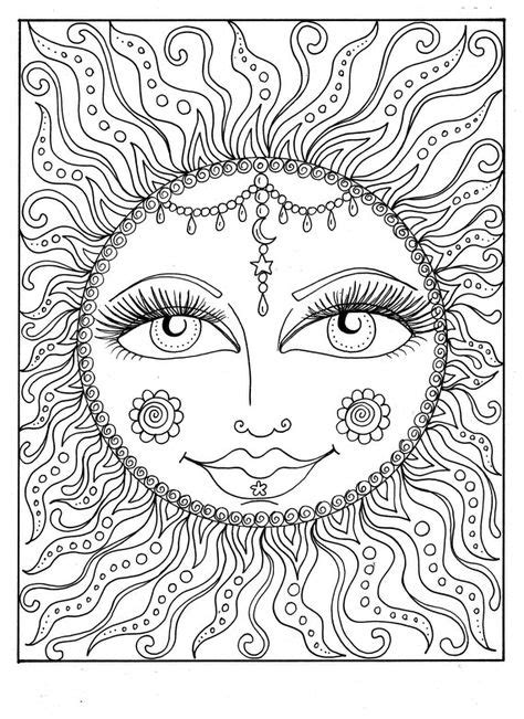 Fantasy coloring pages for adults. Instant Download SUN Summer Coloring page Adult Coloring ...