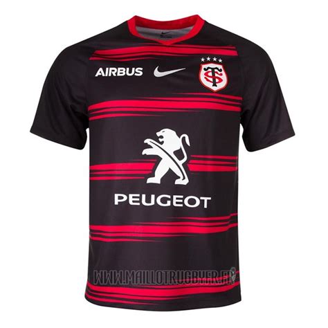 Le stade toulousain retrouve donc des rayures rouges sur fond noir. Maillot Stade Toulousain Rugby 2021 Domicile