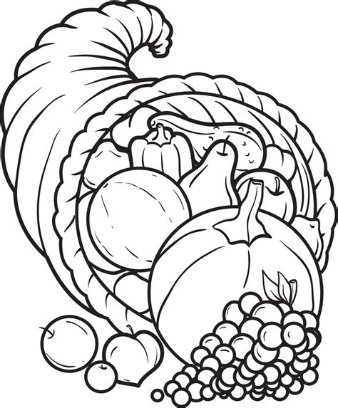 And after this, this is the initial image: Printable Cornucopia Coloring Page For Kids - Thanksgiving ...