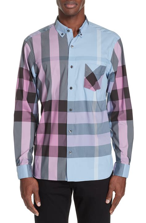 Burberry thornaby check print long sleeves stretch cotton sport shirt navy xxxl. Burberry Thornaby Slim Fit Check Sport Shirt in Blue for ...