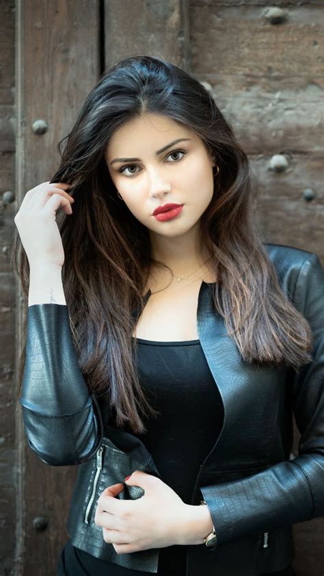 Fashion, hairstyle, makeup, beauty and more about brunette world. Leather jacket, brunette, woman, 720x1280 wallpaper ...