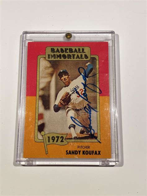 There are sharp corners, sharp edges, no creases, even centered, no stains marks or tears, gloss still intact, a flawless card, it's an original not a reprint. Sold Price: Vintage Sandy Koufax Signed Baseball Card Authentic - November 5, 0120 10:00 AM EST