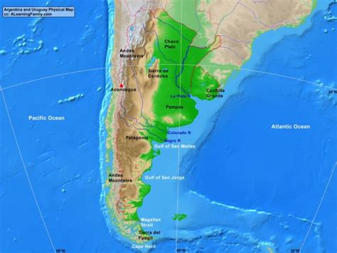 La argentina y uruguay llegan al viejo clásico, que tiene mas de 110 uruguay: Argentina and Uruguay Physical Map - A Learning Family