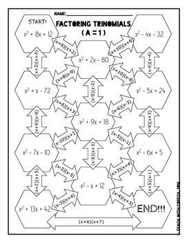 Video tutorial of factoring a trinomial. Factoring Trinomials (a=1) Maze and Worksheet | Математика ...