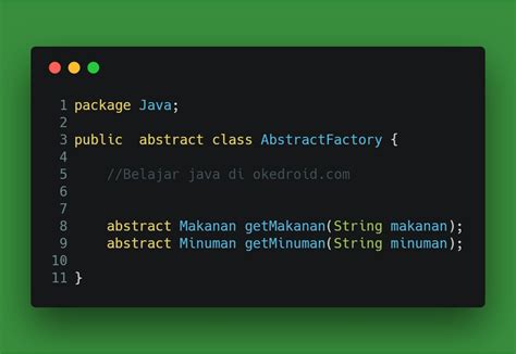 Abstract class adalah class yang tidak bisa dibuat secara instan sebagaimana class pada maka dalam contoh code program abstract class c++ harus menggunakan class biasa dan virtual. Belajar Abstract Factory Pattern pada Program Java ...