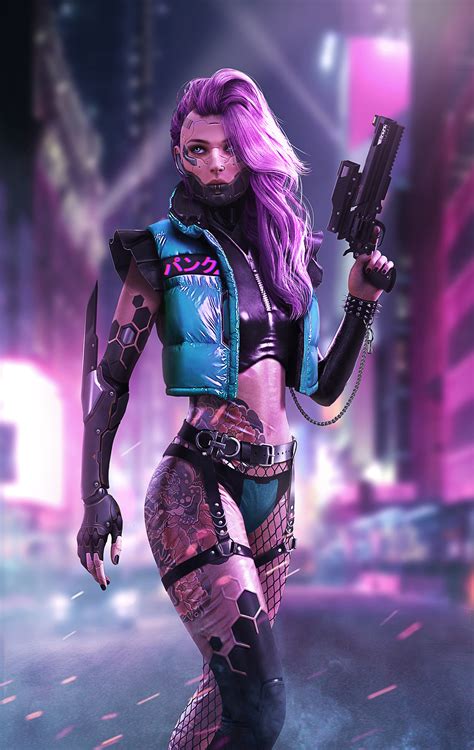 The great collection of black wallpapers in 4k for desktop, laptop and mobiles. ArtStation - Cyberpunk female killer, Daodao Mao
