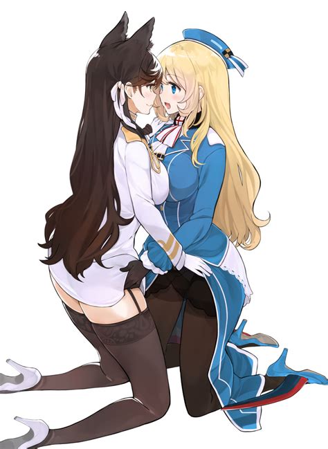 There are two different ways to use the azure alley in a new way. Safebooru - 2girls :d amami amayu animal ears atago (azur ...