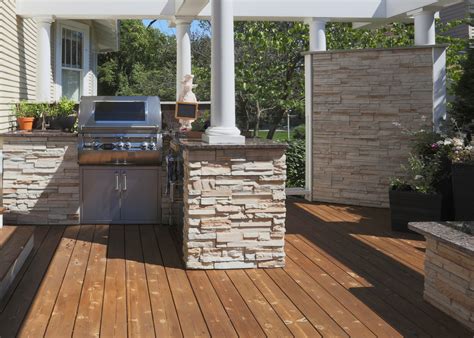 The van zelst team can help you select a today's outdoor kitchens can include a sink, outdoor refrigerator, cabinets, outdoor bar with a beer tap and. Elmhurst Multi-Level Deck with Outdoor Kitchen ...