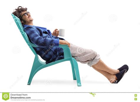 Relaxed Man Sitting On A Plastic Chair Stock Image - Image of adult, isolated: 73734003