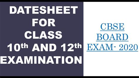 The exam for class 10 is beginning from february 15, 2020. CBSE EXAMINATION REVISED DATESHEET CLASS 10 AND 12 2020 ...