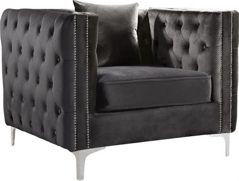 Good chairrickityrickthis is a good chair. Rowen Contemporary Deep Tufted Nailhead Grey Velvet Chair ...