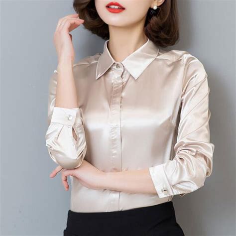 Get it as soon as mon, mar 1. S XXXL women Fashion silk satin blouse button ladies Rayon ...