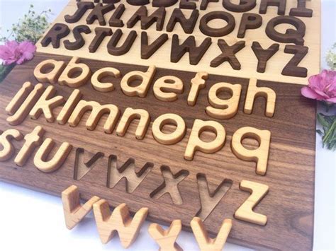 There are no small or sharp pieces, so it is absolutely safe. Wood Lowercase Alphabet Puzzle Waldorf Toy Montessori ...