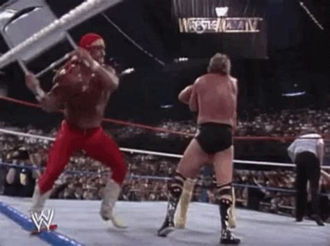 Whether you love wwe, aew Hogan Chairshot GIF - Hogan Chairshot Wwe - Discover ...