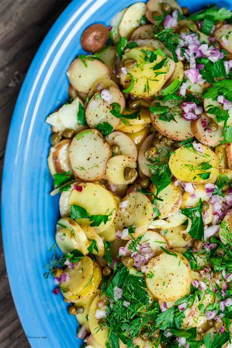 Spread potatoes in single layer. Mediterranean-Style Mustard Potato Salad | The Mediterranean Dish | Potatoe salad recipe ...