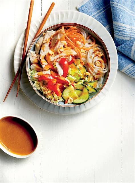 Cover tightly with a plastic and let the chicken marinade for 30 minutes. Chicken Noodle Bowl with Peanut-Ginger Sauce Recipe ...