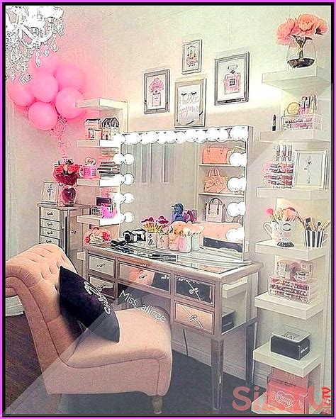 So with a simple floating shelf on the wall and a cute mirror hanging above. Makeup vanity ideas for small spaces diy corner pinterest room organization pin by on decorating ...