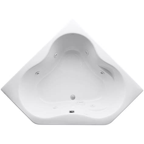 54 x 54 fiberglass corner tub white skirted, right drain, with step and access panels. KOHLER 54-in W x 54-in L White Acrylic Corner Front Center ...