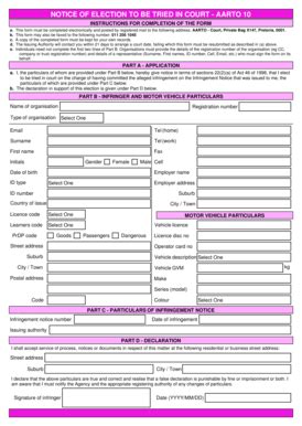 The aarto act incorporates an array of prescribed forms which need to be completed in order to properly deal with infringement notices issued to individuals, as well as proxies of juristic entities. Aarto 10 Form - Fill Online, Printable, Fillable, Blank ...