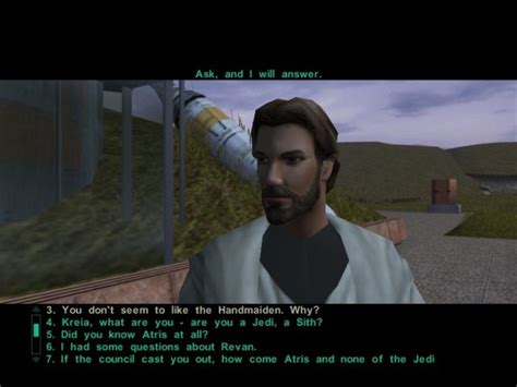 She looks up to jedi, but thinks that you are scum to start with. Hand Maiden Kotor 2 Influence