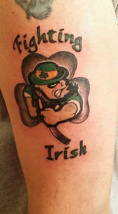 Notre dame leprechaun tattoo i got this tattoo to show my love toward notre dame football!!! Notre Dame Tattoos on Legion Ink is a Facebook community ...