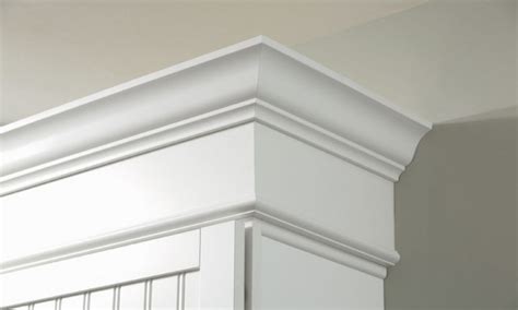 Crown molding can either bond with the ceiling or allow for space above the cabinet. Cabinets crown moldings for kitchen stacked molding sizes ...