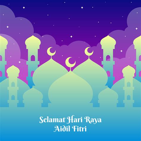 Hari raya green packets & greeting cards. Hari Raya Greetings Template With Mosque Background ...