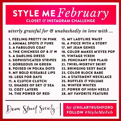 February Instagram Style Challenge | Style challenge, February challenge, Photography challenge