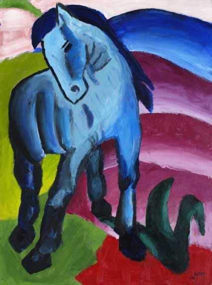 Franz marc blue horse i's space is cluttered and condensed with little sense of depth because the distance between the horse and the background the artist used tint and shades to create value which is the lightness or darkness of the color. If you could...? - WetCanvas | Franz marc, Blue horse ...