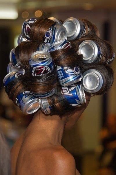 I pored a mug of bee on my hair, and this is what happened. beer can rollers | Hair curlers, Hair rollers, Hair styles