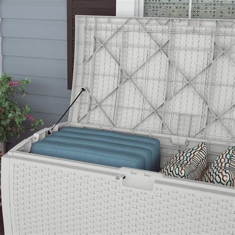 The suncast resin wicker 99 gallon deck box is an attractive and. Suncast 99 Gallon Heavy Duty Resin Wicker Horizontal ...