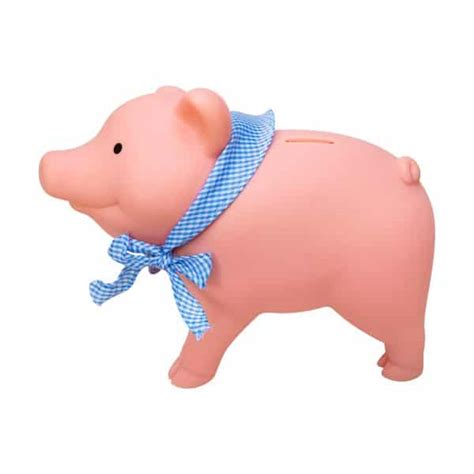 Classic piggy bank design in a money bank for small children. Rubber Piggy Bank - Schylling