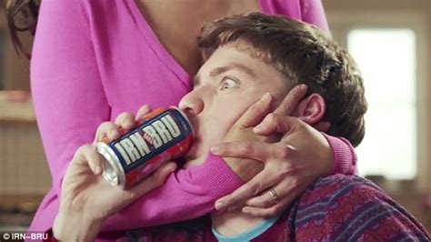 Son protects mom from boyfriend. Irn-Bru advert that shows mother trying to seduce her ...